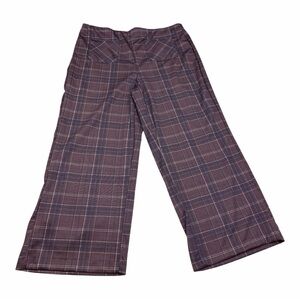 Plaid Pull-Up Wide-Leg CropPants